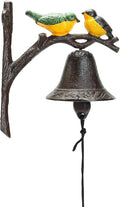Sungmor Cast Iron Dinner Bell, Outside Farmhouse Door Bell, Wall Hanging Bell, Antique Lovely Color Birds Decorative Manually Shaking Doorbell, Indoor Outdoor Wall Mounted Ornamental Dinner Bell