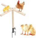 Chicken Perch Toy for Coop, Wooden Chick Perch Stand with Metal Ground Plug, Chicken Coop Backyard Poultry Accessories, Suitable for Poultry Rooster Chicks Large Bird Parrot