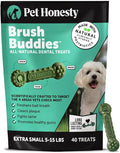 Pet Honesty Brush Buddies All Natural Dog Dental Treats for Dogs – Long Lasting Dental Sticks for Dogs, Teeth Cleaner, Breath Freshener, Plaque & Tartar Remover – Extra Small Dogs (40 Count)