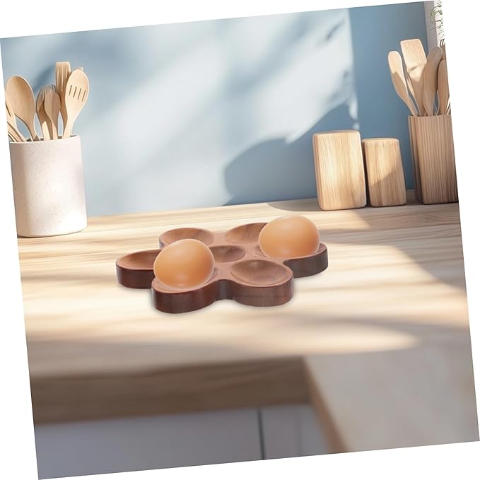 Egg Storage Basket Wooden Organizer Rustic Kitchen Storage Rack for Countertop Decor