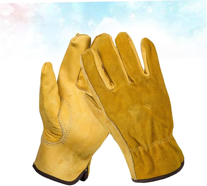 jojofuny 1pair Cattle Leather Protective Gardening Gloves Puncture-resistant for Electric Welding Cowhide Xl Easy to Clean for Garden Work and Handling Tasks