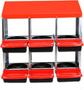 6 Compartment Metal Chicken Nesting Box, Automatic Roll-Out Egg Collection, Waterproof Galvanized Steel Laying Box, for Hens Ducks Rabbits, Red