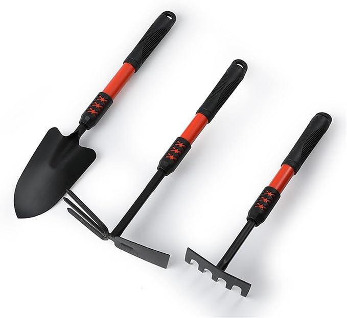 3-Piece Garden Tools Five-Tooth Harrow Mini Spade Garden Shovel Multifunctional Agricultural Gardening Tools Combination Set (Color : Z-0115)