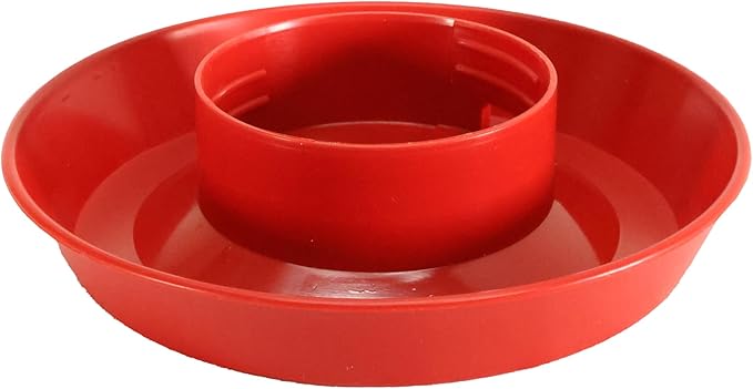 Little Giant® Screw-On Poultry Waterer Base | Heavy Duty Plastic Water Tray Base for Container | Chicken Waterer Screw on Base (Red, 1 Count)