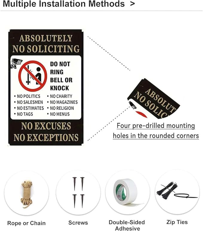 No Soliciting Sign for House Metal Signs- No Soliciting Yard Sign 8x12 Inch