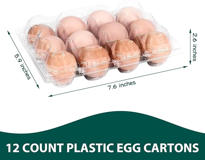 Egg Cartons Plastic Egg Carton Clear Egg Container Cheap Bulk for Home Ranch Chicken Farm Commercial Market Display (3x4 Grids, 10)