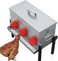 No-Waste Automatic Chicken Feeder, 30 lb Galvanized Metal Poultry Feeders with Adjustable Height, Locking Lid, Feeding Through, Feeder Box Stands for Chicks, Duck, (6 Ports)