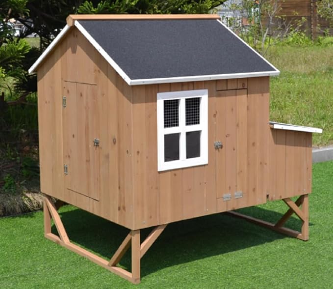 Deluxe Large Wood Chicken Coop Backyard Hen House 4-8 Chickens with 3 Nesting Box