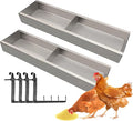 2 Pack Multifunctional Chicken Feeder, Hanging Chicken Feed Trough, Stainless Steel Trough, Chicken Feeder and Waterer Set, for Poultry Livestock. (40 * 11 * 7cm)