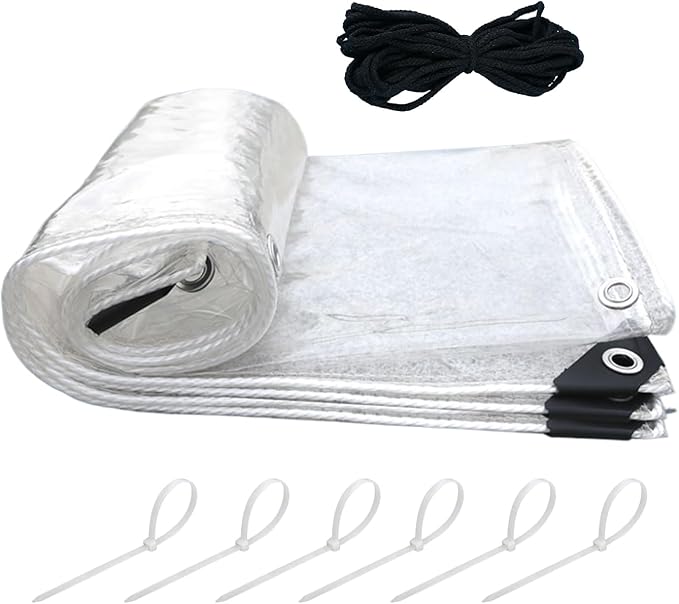 Poultry Enclosure Cover - Transparent Chicken Coop Tarp, Waterproof Insulated Outdoor Shield, Heavy Duty Durable Design, Adjustable Cord Fastening | Protective Cover for Backyard Garden Lawn Farm