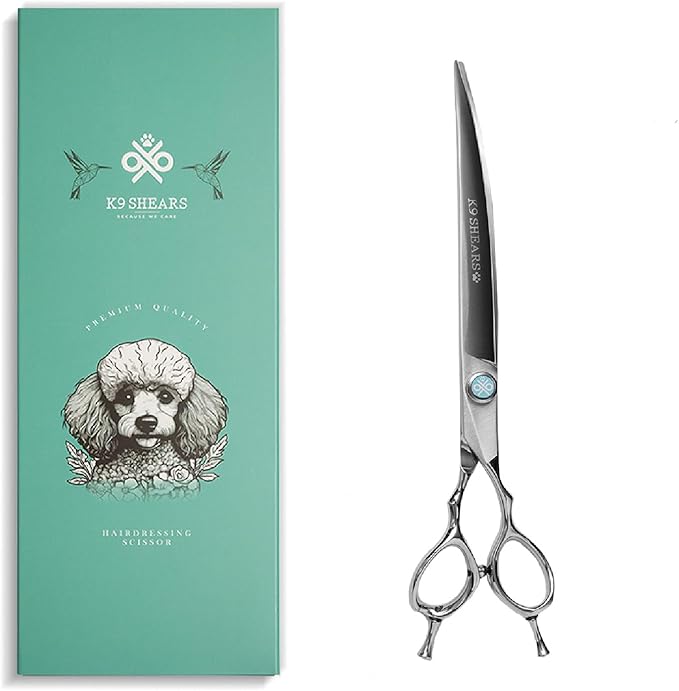 8” Curved Dog Grooming Scissors｜VG10 Japanese Steel Professional Pet Grooming Shears for Cats & Dogs｜Face, Paws, Ears & Tail Precision Trimming｜Lightweight Ergonomic Handcrafted Design｜K9 Shears