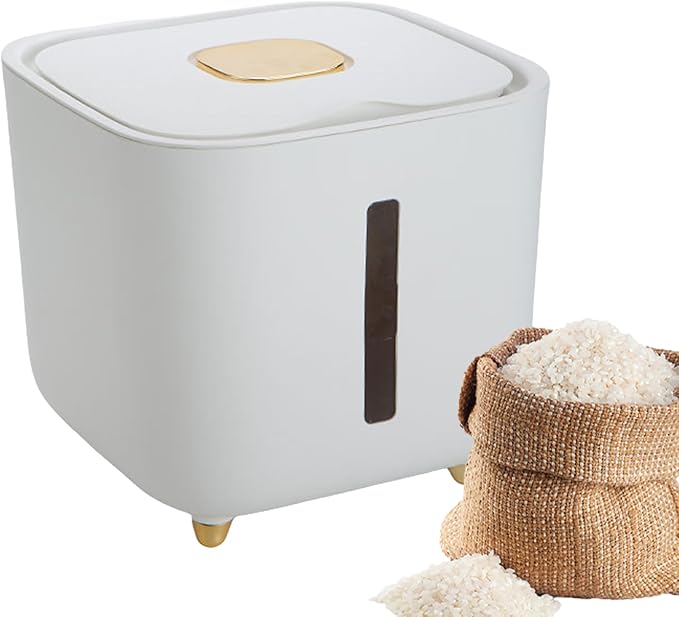 Grain Hopper - High Volume Sealed Provision Bin With Cover, Food Preservation Holder, Large Household Supply Vault, Animal Feed Reservoir, Clear Level Display | for Home Cupboard Pet Feeding Managemen
