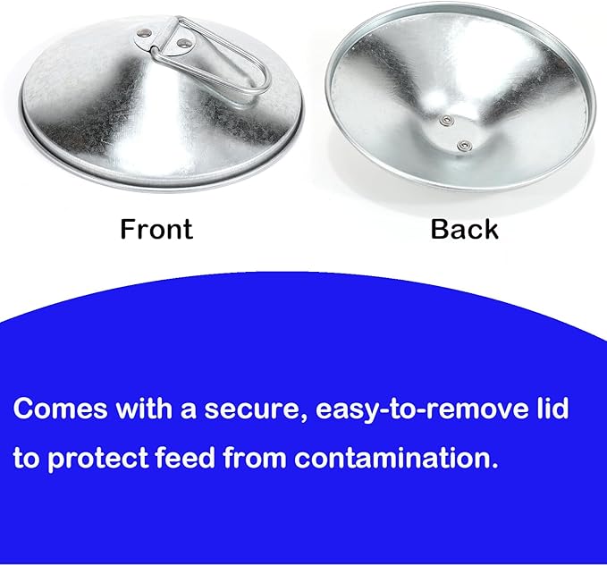 Galvanized Chicken Feeder with Lid - 9 Pounds Capacity - Durable and Rust-Resistant Poultry Feeder for Chickens, Ducks, and Other Poultry HC122 (9 lb)