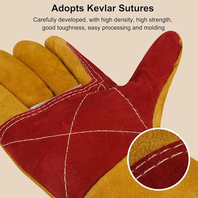 Pilipane Animal Handling Gloves Bite Proof Scratch Leather Pet Gloves for Cat Dog Bird Snake Handling Veterinarians Groomers Zoo Workers Gray Yellow 23.6 Inches (60cm Yellow Thickened)