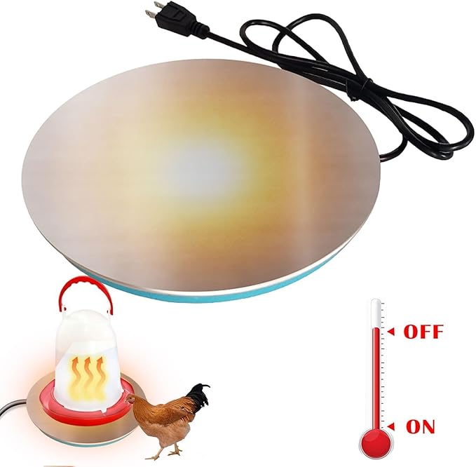 Heated Poultry Waterer Base, Electric Chicken Water Heater for Winter, Coop Accessories for Hen Duck and Goose with Thermostat (Blue_25cm)