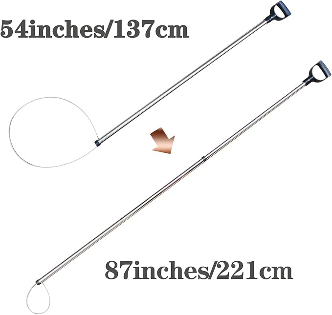 54'' Alligator Catcher Pole Extra Heavy Duty Capture Noose Stainless Steel Catching and Releasing Trap for Bulldogs Goats Wolves and Other Wildlife,2023 New Launch