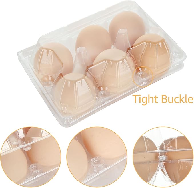 100PCS Egg Cartons Cheap Bulk, Each Holds Half Dozen Eggs (6 Eggs), Plastic Chicken Egg Tray Holder for Family Pasture Farm Market
