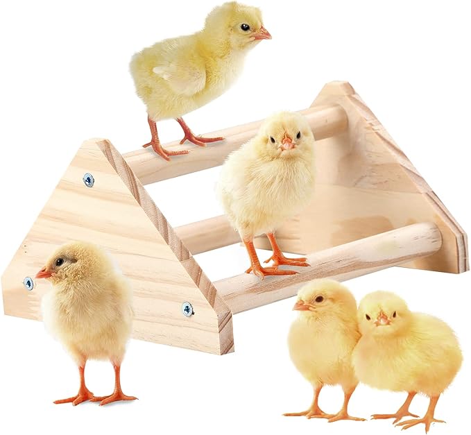 Wooden Chick Perch Stand, Pine Roosting Bar, Jungle Gym Perch Toys for Chicken Coop & Brooder, Bird Perch for Baby Chicks & Parrots (Small)
