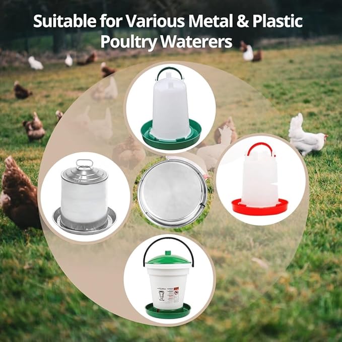 Heated Base Water Heater for Poultry Waterer, 55 Watts Chicken Pet Water Deicer, Metal Poultry Founts Pet Heater for Winter