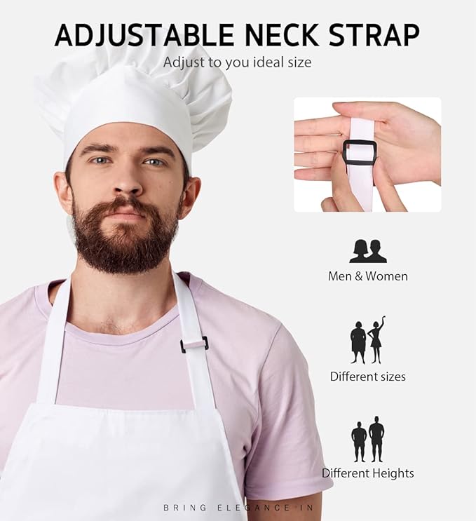 Syntus Adjustable Bib Apron with 2 Pockets Cooking Kitchen Aprons for Women Men Chef