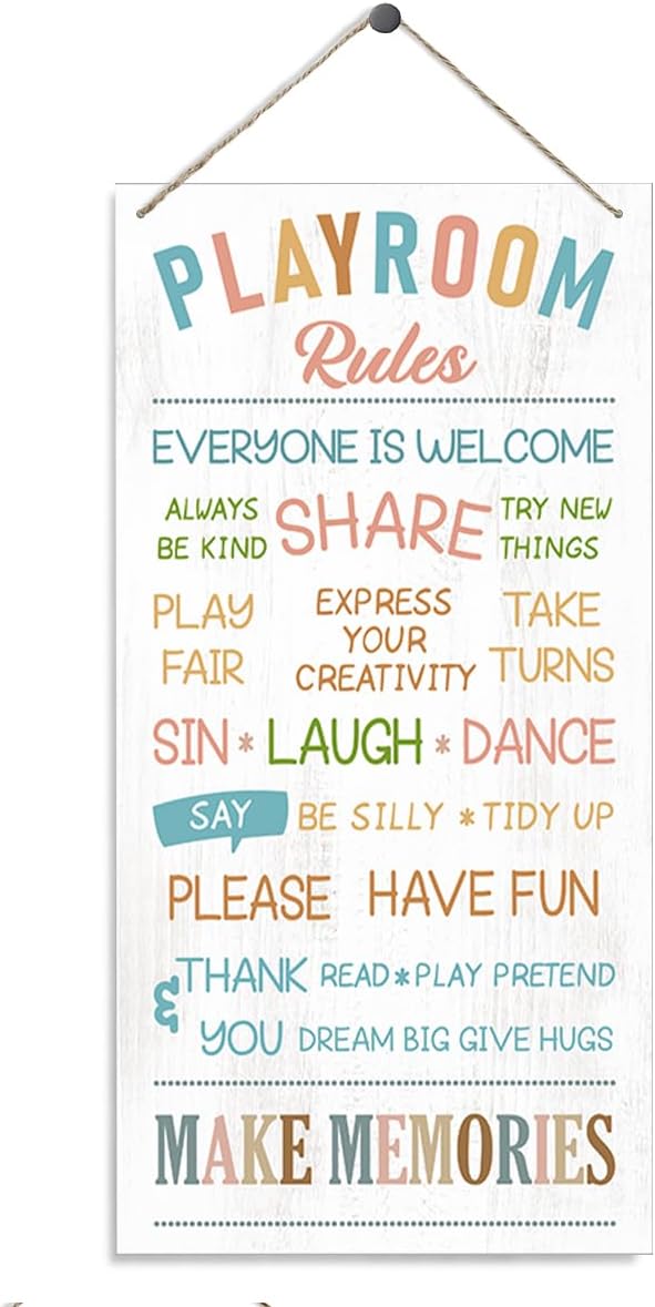 Decorative Wooden Sign, Modern Playroom Decor, 30" x 15", Funny Theme, Wall Mount, Perfect for Home, Living Room, Bedroom, Kitchen, Office, Outdoor