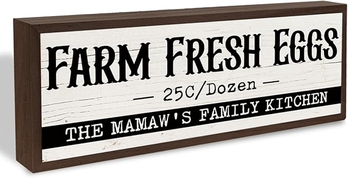 Country Style Kitchen Decor, The Mamaw's Family Kitchen Sign, Decorative Wooden Wall Plaque, Grandma Kitchens Gifts, Gift for Mamaw from Grandkids 9.5x3.1x1 inches