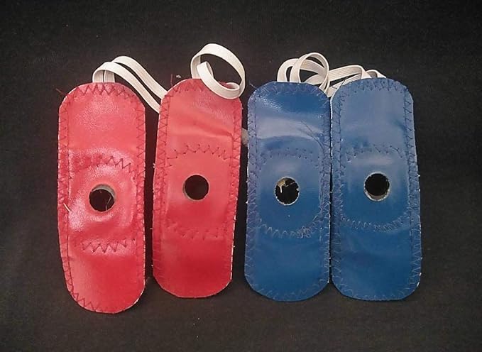 A.D.P. Rooster Booster Protection Chicken Mitt Safety Poultry Bird, Botas para GALLOS BREEDING Supplies 2 Pairs Color Blue & Red, Leg Protect & Care, Handmade