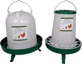 Hen's Choice Chicken Feeder and Waterer Set, 11 lb Feed Capacity, 2.1 Gallon Water Capacity, Adjustable Height (Green)