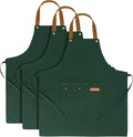 3 Pack Chef Apron Waterproof Adjustable with 2 Pockets for Men Women, Apron for Cooking Baking Restaurant