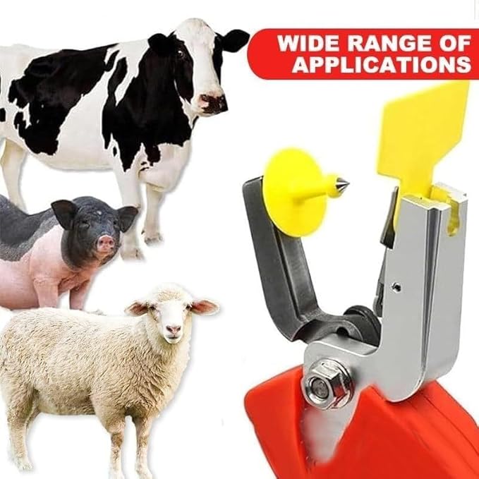 Electric Ear Tag Clip Kit with 100 Ear Tags &2*Battery, Portable Livestock Tagging Tool,for Cattle, Sheep, Pigs