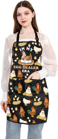 BDPWSS Chicken Apron In My Egg Dealer Era Egg Lover Gifts Cute Egg Gifts Cooking Kitchen Chef Baking BBQ Apron With Pockets