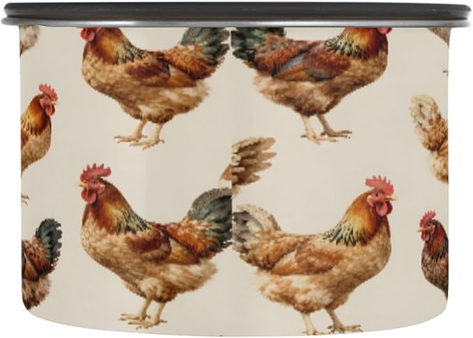 Farmhouse Roosters Coffee Canister 17oz Stainless Steel Airtight Food Storage Container with Lid for Beans/Cereal Preserval