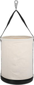 Utility Canvas Bucket 15" x 12" All Purpose Truck Tool Bucket Bag Organizer with Plastic Bottom Metal Hook for Store Work Tool Accessory, Load Capacity up to 150 Lbs