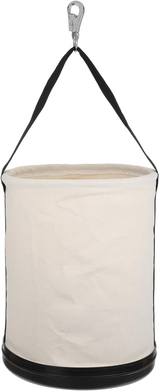 Utility Canvas Bucket 15" x 12" All Purpose Truck Tool Bucket Bag Organizer with Plastic Bottom Metal Hook for Store Work Tool Accessory, Load Capacity up to 150 Lbs