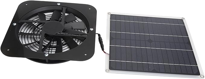 Solar Panel Fan 100W, Weatherproof Exhaust Fan with Metal Protection Mesh for Chicken Coops Greenhouses Sheds, Solar Powered with High Airflow 3000 RPM for Window Exhaust (Black)