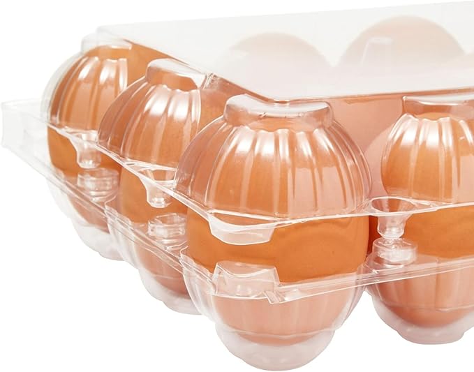 Stockroom Plus Clear Plastic Egg Cartons - Clear Containers with Date Labels - Bulk Egg Storage Set - Reusable Storage Containers - 12-Count, Pack of 48