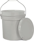 5-Gallon Grey Bucket Pail Container with Lid | Metal Handles with Plastic Grip for Easy Carrying | Multi-Use | Easy Stack and Store | Heavy-Duty Extra Durable | Food Grade | BPA Free - 1 Pack