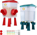 Chicken Feeder and Waterer Set - 2.1 Gal & 17.6 Lbs Automatic Gravity Poultry Kit - No Waste Port Feeder, Leak Proof Hanging Waterer w/Adjustable Legs for Chicks Hens