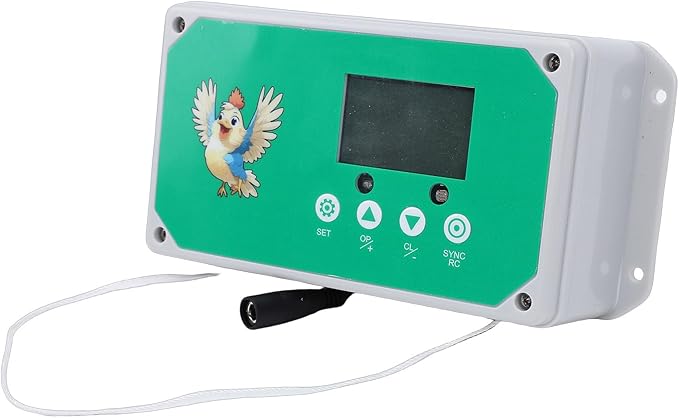 Automatic Chicken Coop Door Opener, Programmable Timer Remote Control IP44 LED Display for Poultry Farm Duck Goose with 50m Range (US Plug 100-240V)