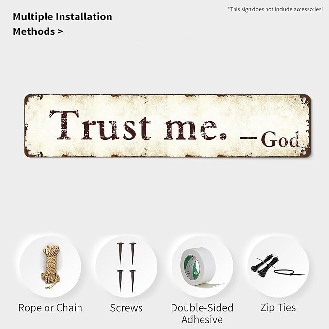 Trust Me God Metal Sign - 4x16 Inch Rust-Resistant Christian Wall Decor, Inspirational Bedroom/Office/Church Art for Women and Teens - Indoor/Outdoor Religious Plaque