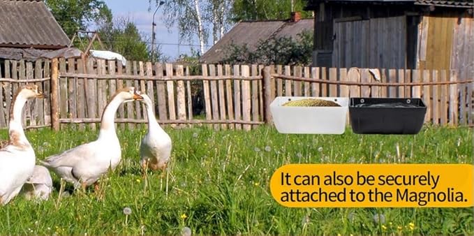 Goat Feeders Hanging 3 Pack 5 Quart, Chicken Waterer Feeder Trough for Poultry Duck Sheeple Coop Dog Livestock Poultry Plastic Trough Bucket, Hanging or Screw-in Fence Feeder with Clips, White