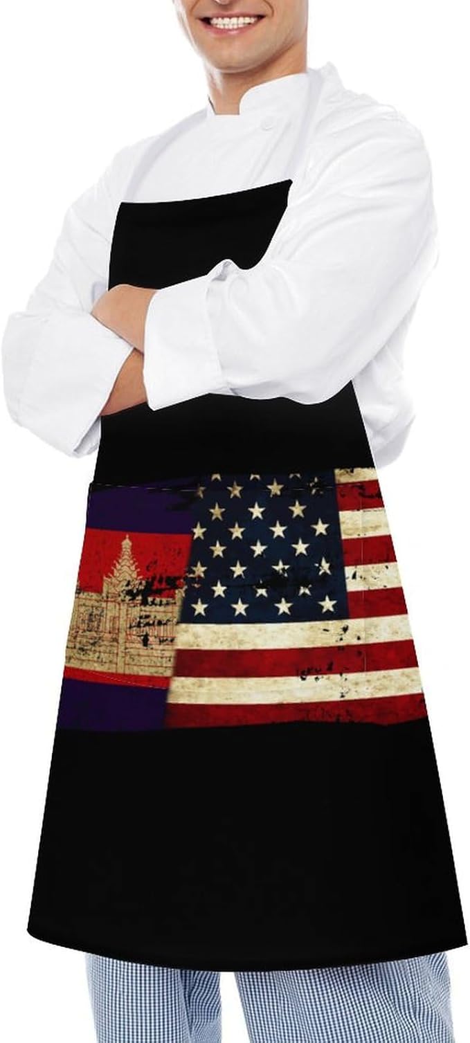 Bahamas Map Flag Apron,Waterproof Unisex Adult Aprons with Pockets Kitchen Baking Aprons