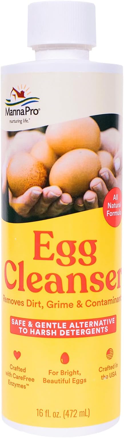 Manna Pro Egg Cleanser, Natural Enzyme Wash for Fresh Eggs, Safe & Gentle Cleaner for Backyard Chicken Eggs, 16 oz