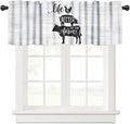 Farm Animals Valance Curtains White Rustic Retro Wooden Board Black Silhouette Cow Pig Rooster Art Print Rod Pocket Curtain Valance for Kitchen Bedroom Living Room Decor 1 Panel W54xL18 Inch