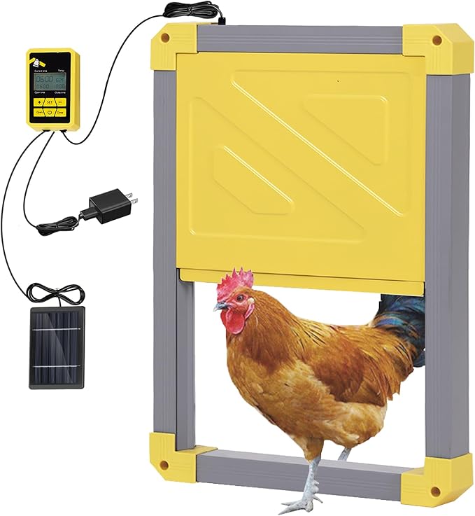 GUTINNEEN Automatic Chicken Coop Door Solar Powered Auto Chicken Door Opener for Chicken House Duck Run (Grey)