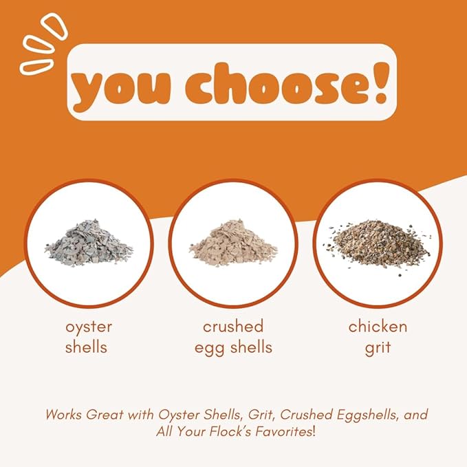 2Pack Chicken Grit Feeder, Oyster Shell Feeder with Lid, Hanging Gravity Chicken Poultry Feeders Trough, Coop Accessories Supplies