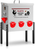 50LB Automatic Chicken Feeder with 8 Ports, Heavy Duty Metal No-Waste Poultry Feeder, Rustproof & Weatherproof Chicken Feeder with Adjustable Legs & Locking Lid