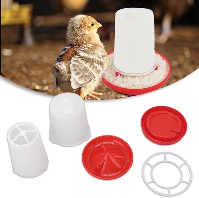 Chick Feeder Waterer Kit, Drinkers Plastic Hanging Poultry Feeding Equipment Set Free Range Twist Lock Base Combo Outdoor Water Dispenser Container For Baby Chicken Quail Hen Duck Farm Coop Supplies