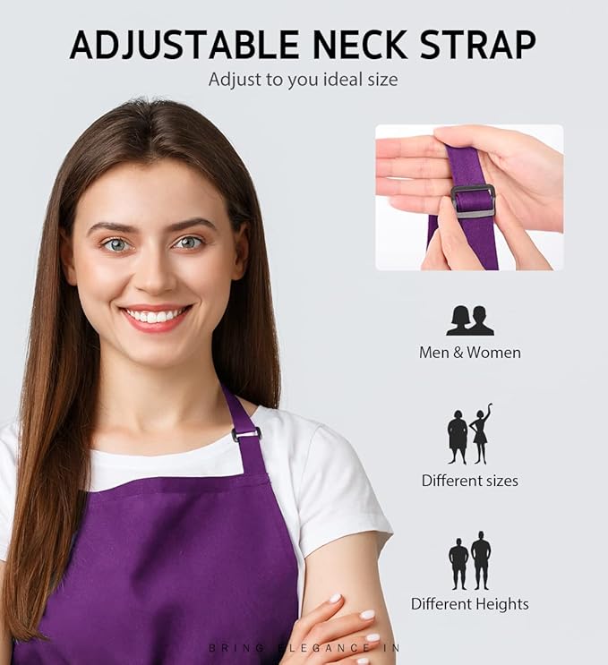 Syntus Adjustable Bib Apron with 2 Pockets Cooking Kitchen Aprons for Women Men Chef