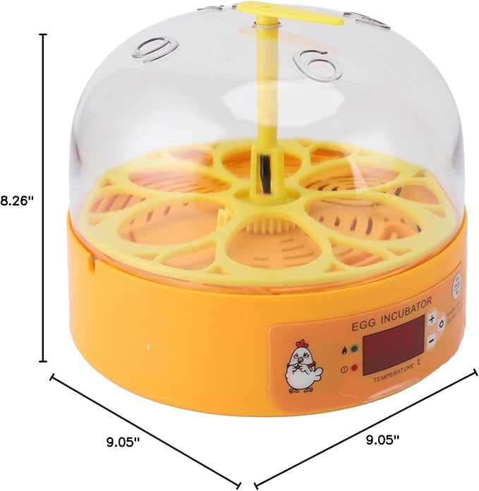 6 Egg Incubator Automatic Temperature Humidity Control Poultry Hatcher Egg Hatching Machine for Chicken Duck Quail Eggs with Visual Window Compact Design (US Plug 110‑220V)